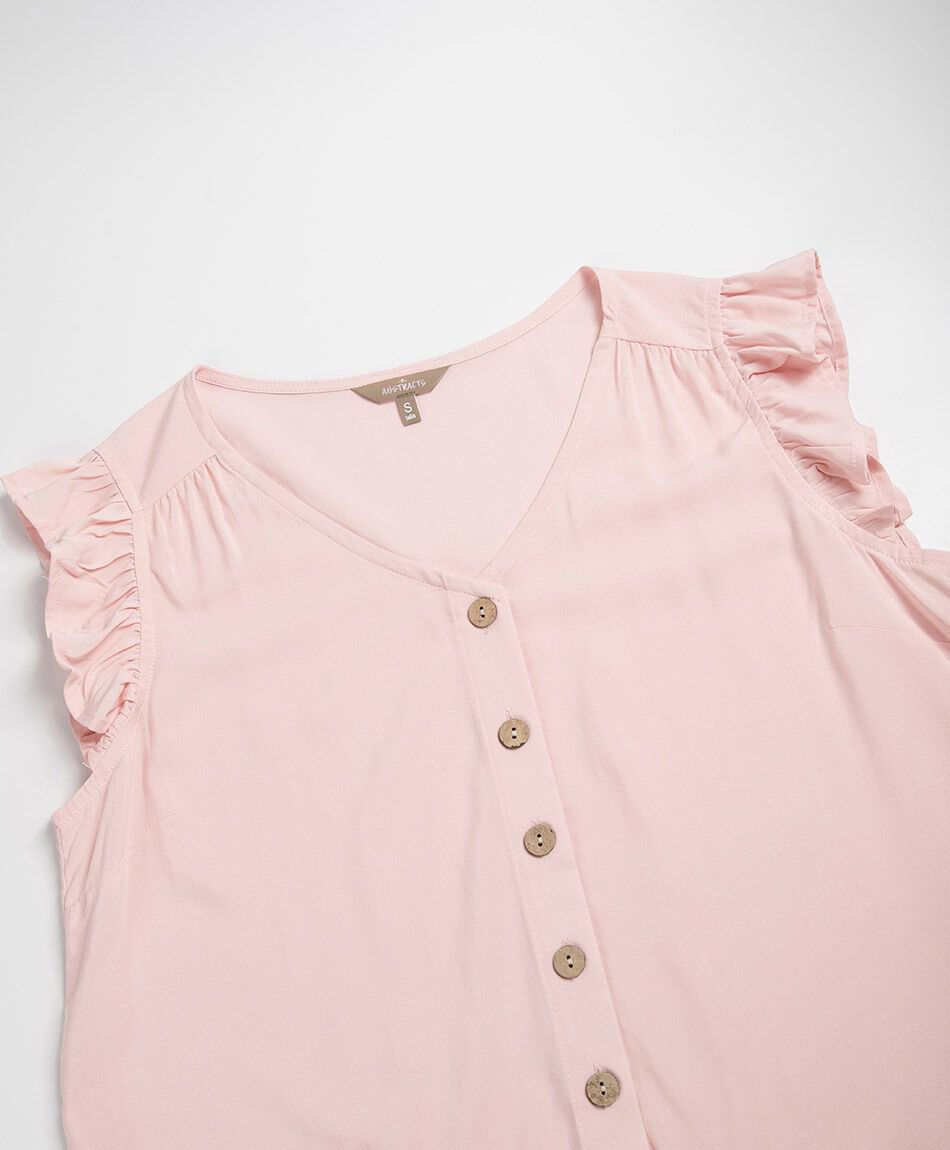 Blusa mujer lisa vuelos botones
