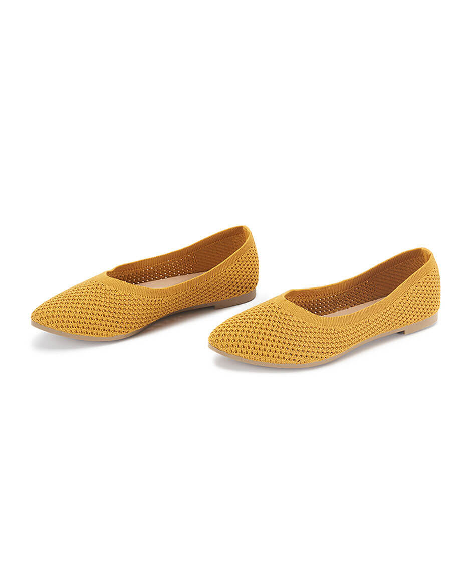 Ballerina mujer tejida mostaza