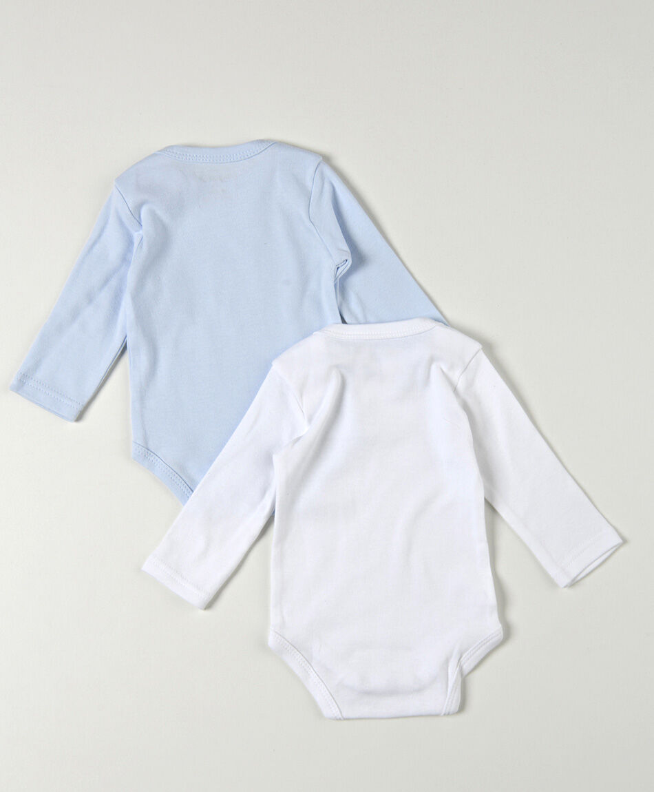 Pack 2 bodies beb&eacute; blanco y azul manga larga