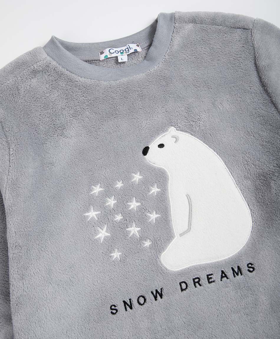 Pijama ni&ntilde;a coral sue&ntilde;os blancos