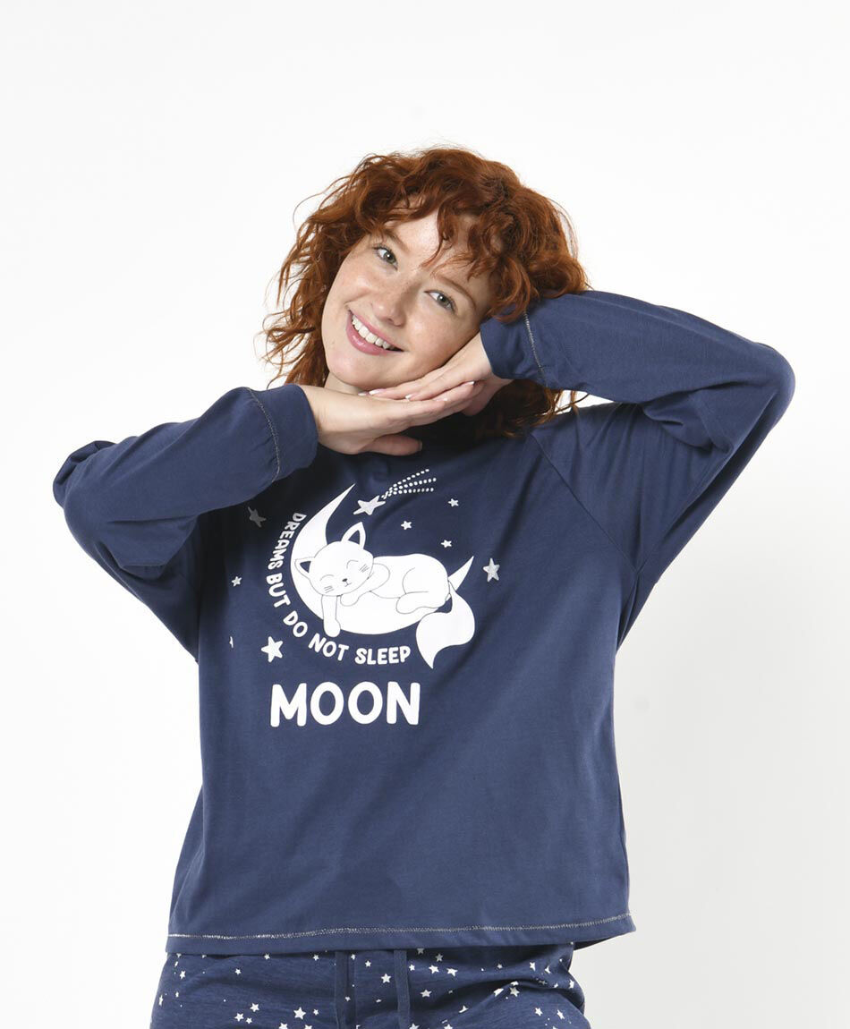 Pijama mujer gato y estrellas