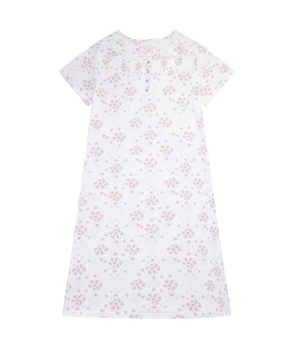 Camisa de dormir mujer flores rosadas