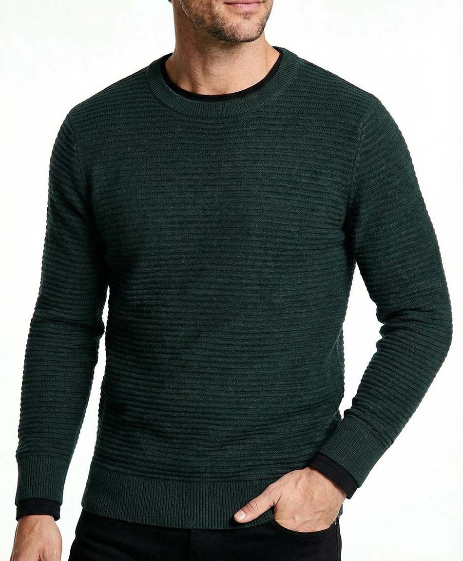 Sweater hombre lineas horizontales green