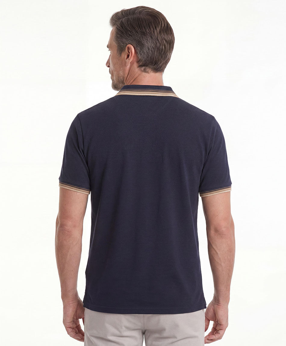 Remera hombre polo l&iacute;neas beige