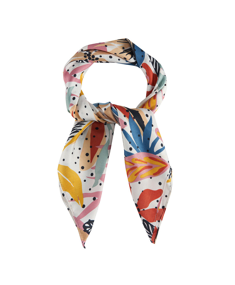 Pa&ntilde;uelo mujer flores y puntos