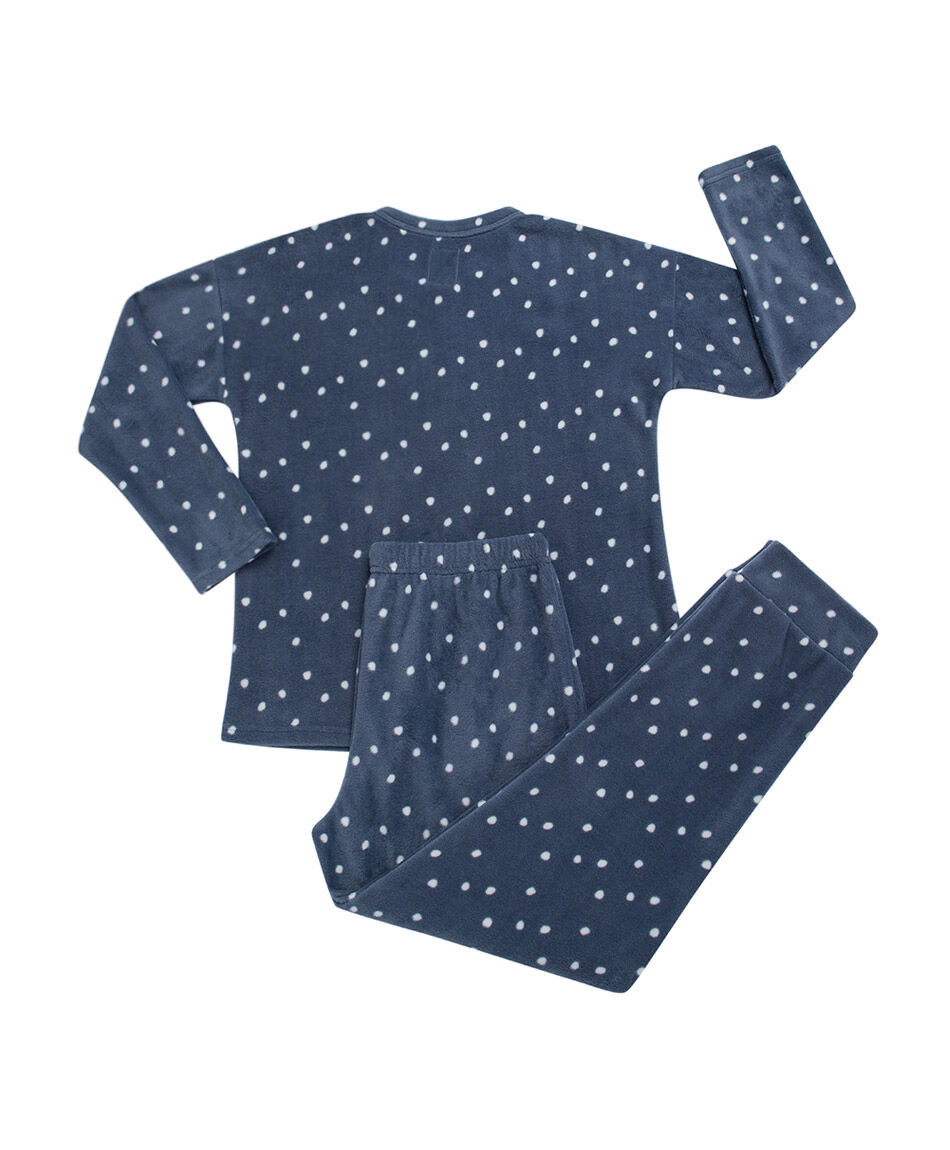 Pijama mujer polar lunares white
