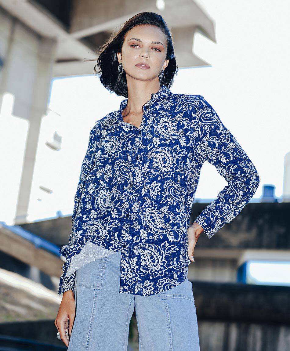 Camisa mujer estampado indigo