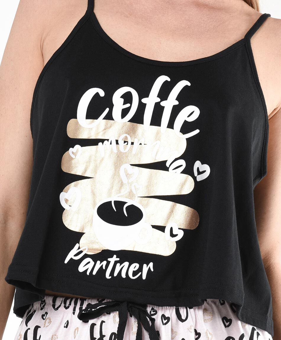 Pijama mujer caf&eacute; short
