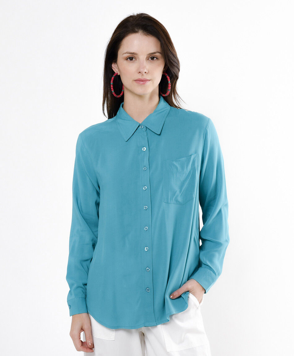 Blusa mujer lisa turquesa