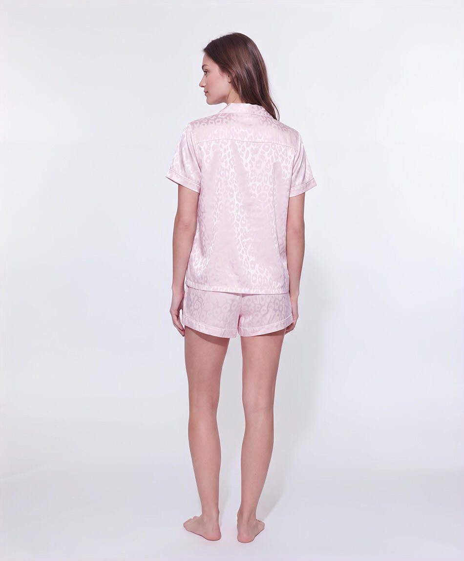 Pijama mujer camisero  sat&iacute;n rosado