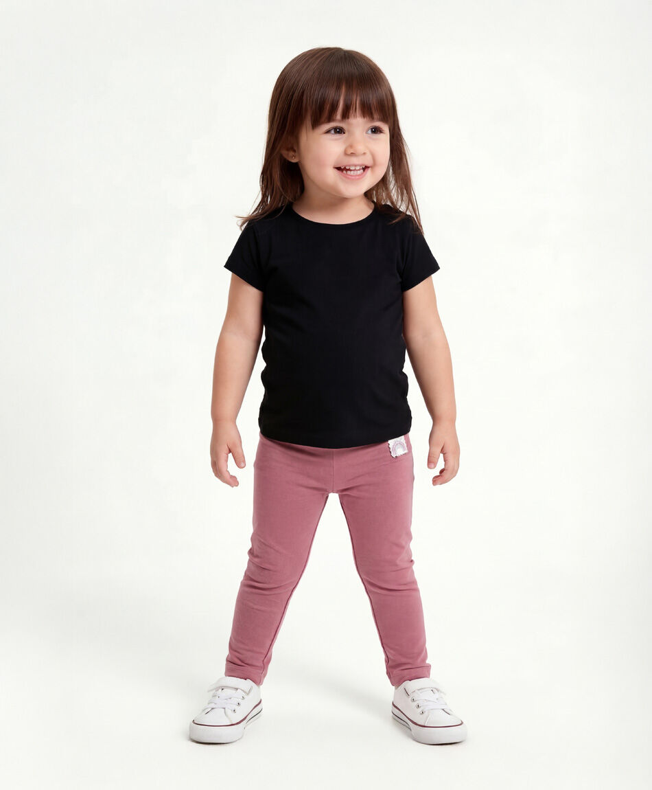 Leggins beb&eacute; arco bordado rosado