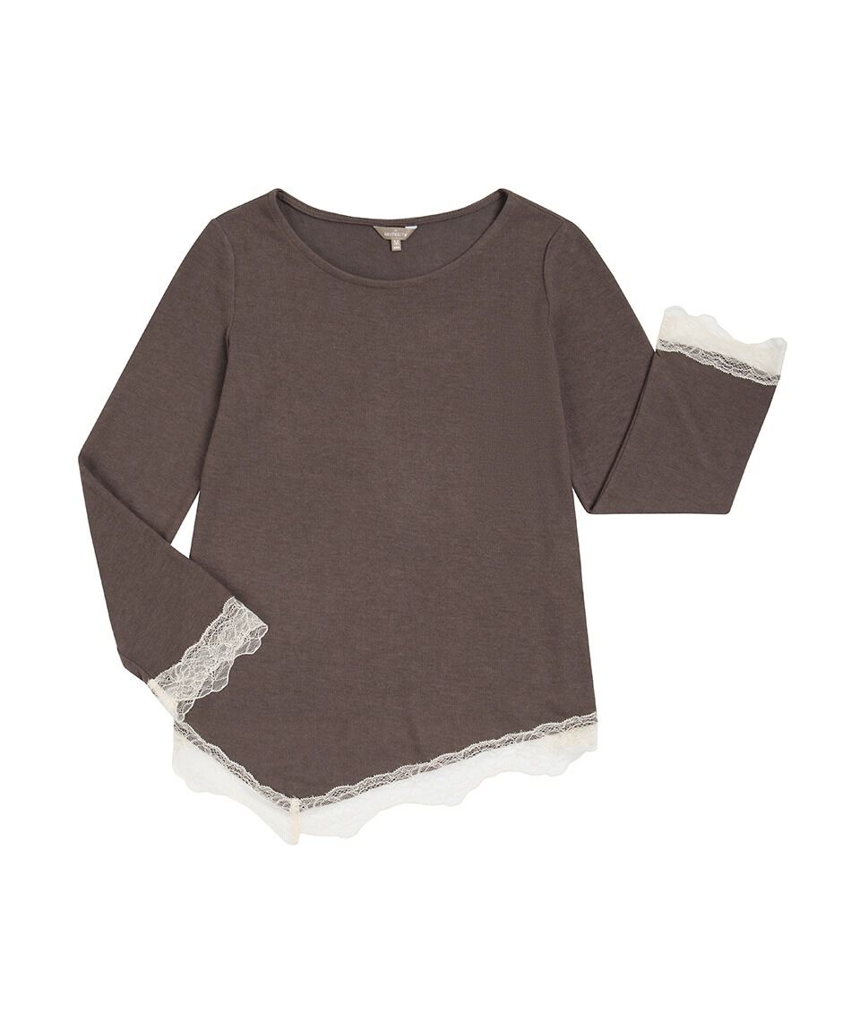 Remera mujer asim&eacute;trica encaje