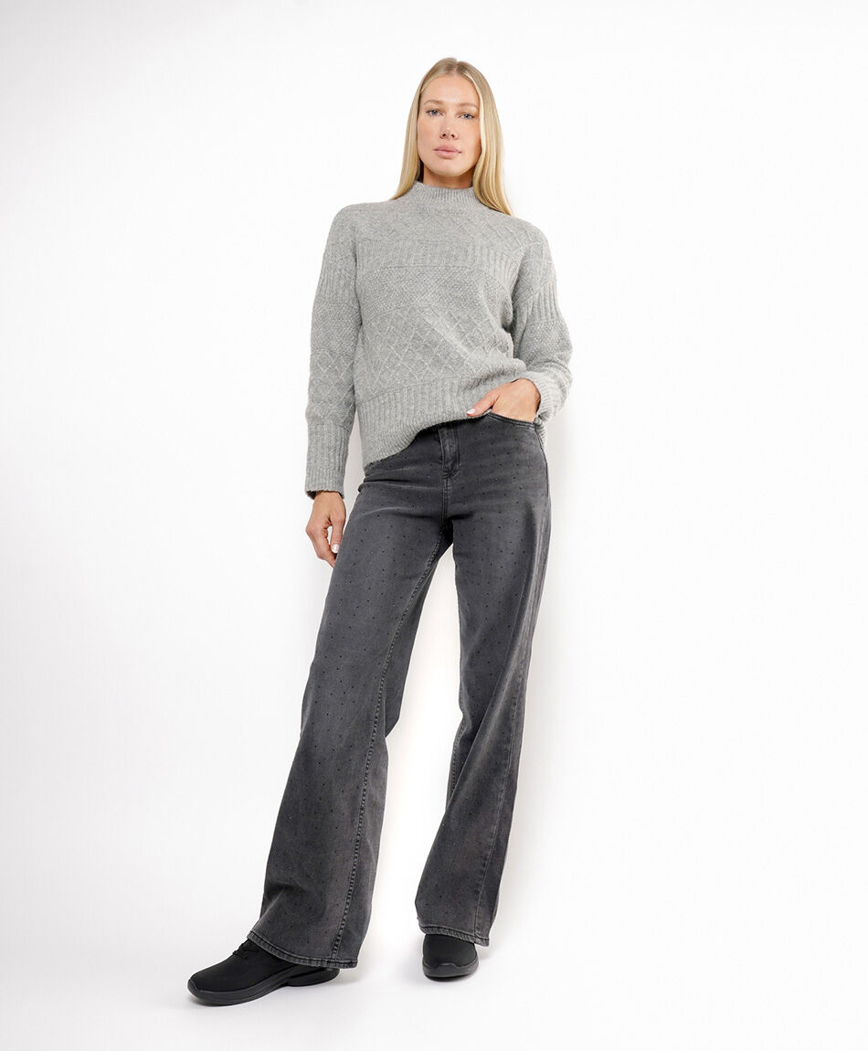 Jeans mujer brillos negros