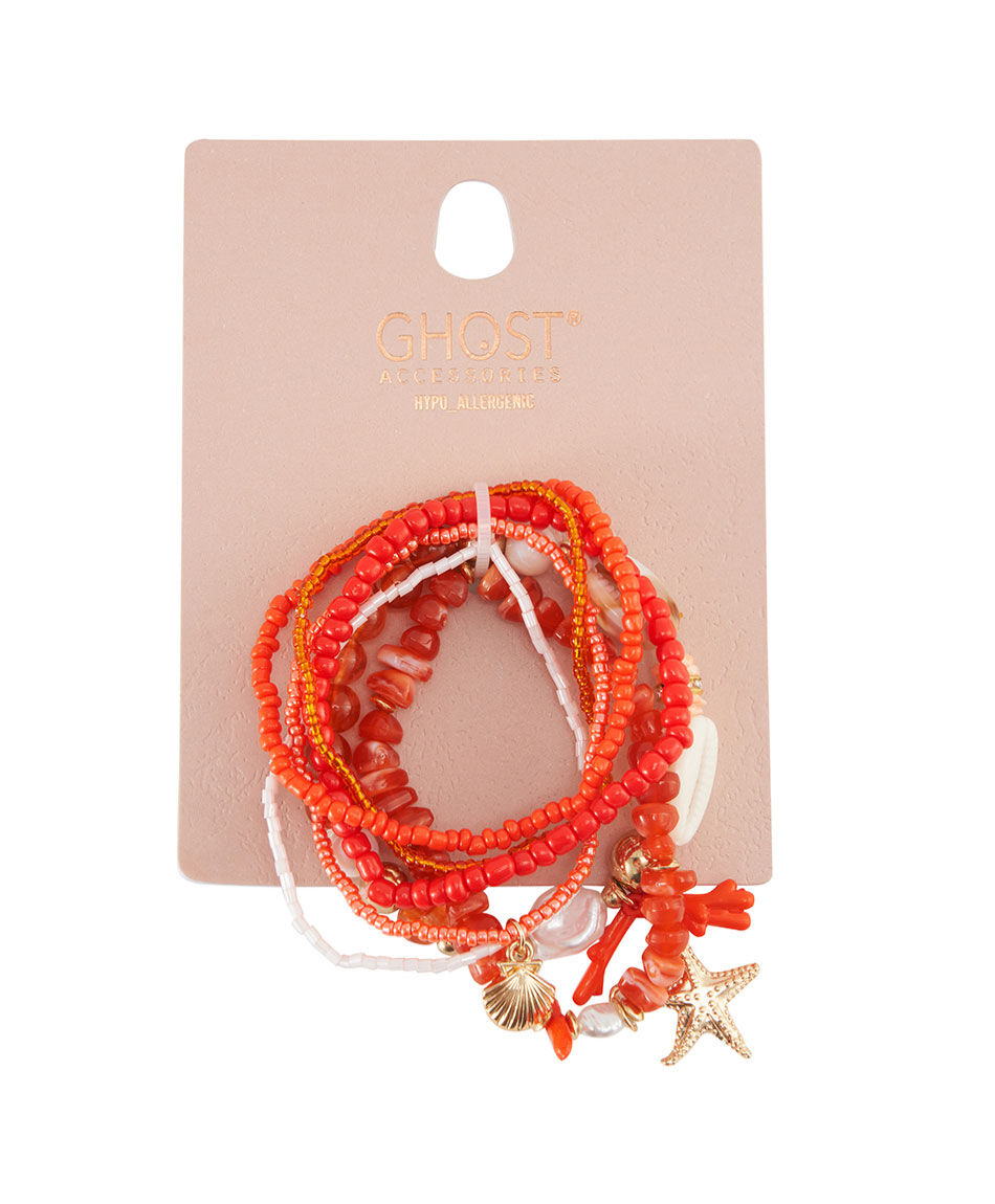 Set pulseras mujer rojas