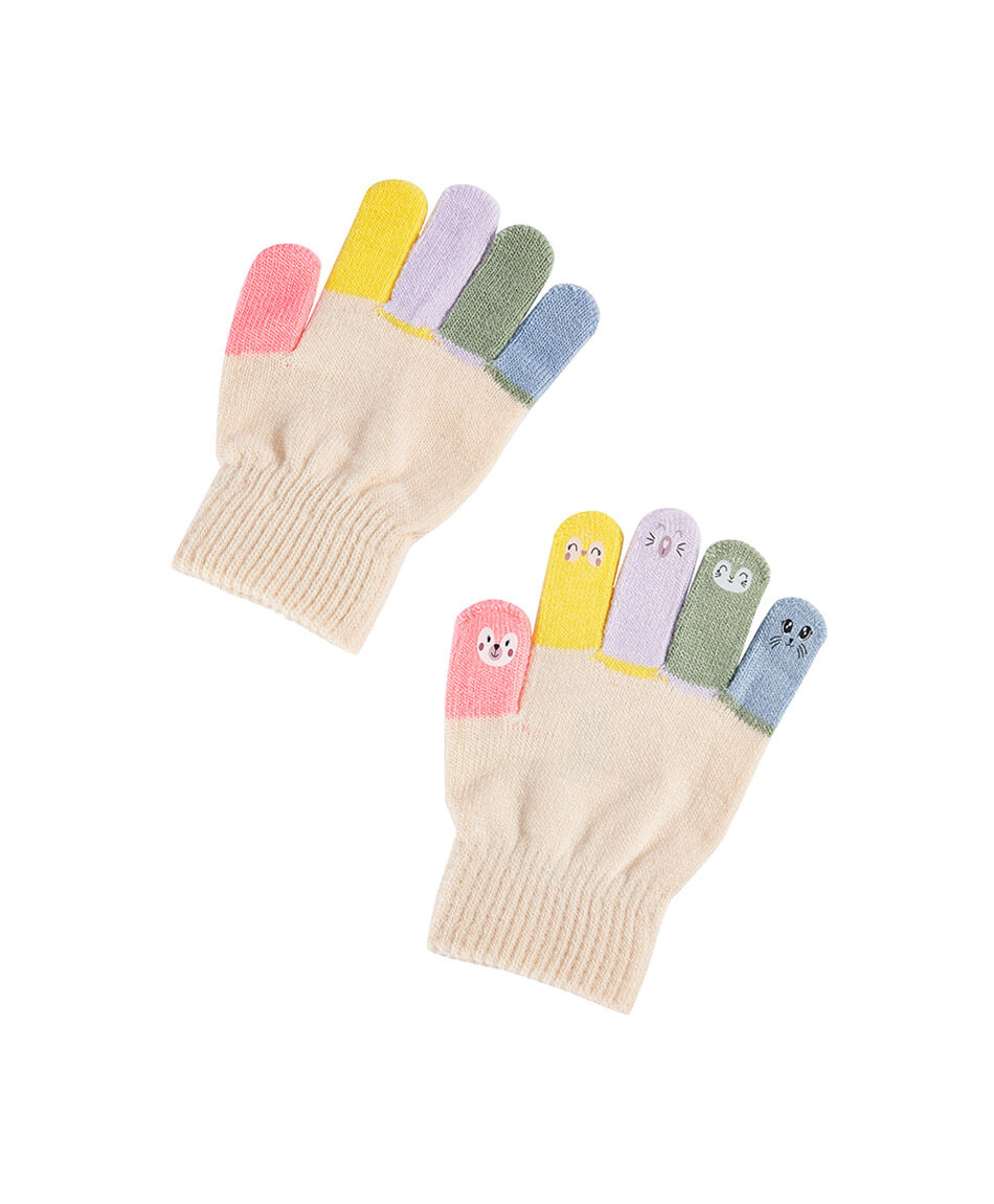 Guantes ni&ntilde;a dise&ntilde;o dedos caritas