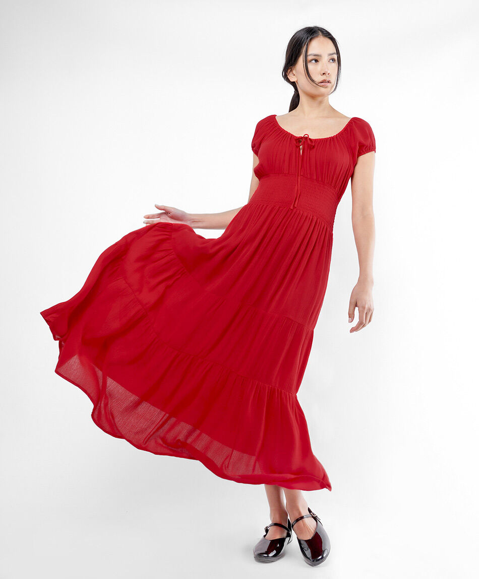Vestido mujer texturizado rojo