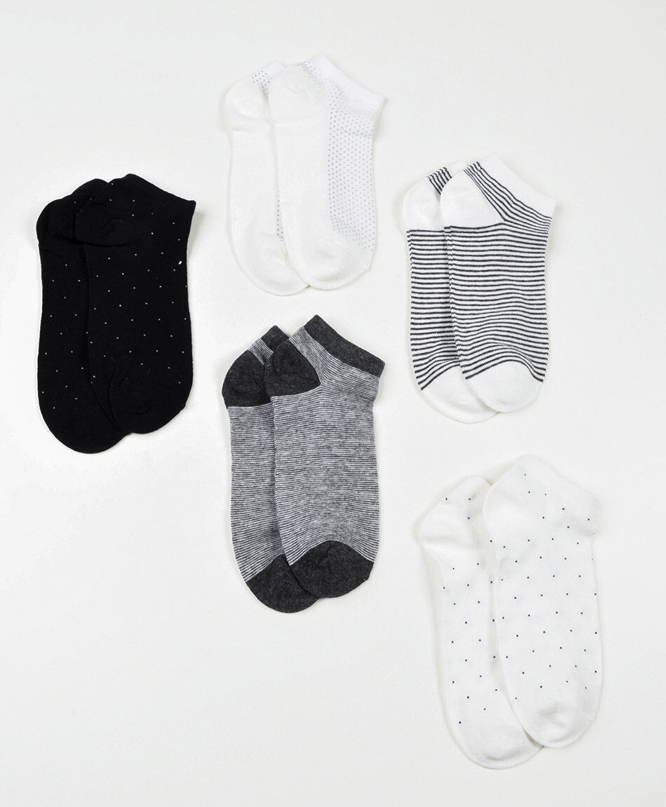 Pack 5 medias mujer puntitos y l&iacute;neas