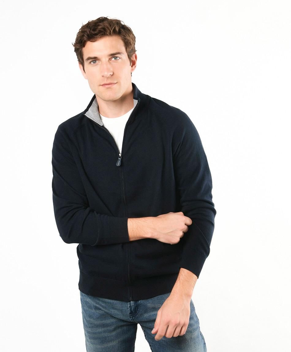 Sweater hombre cuello medio azul