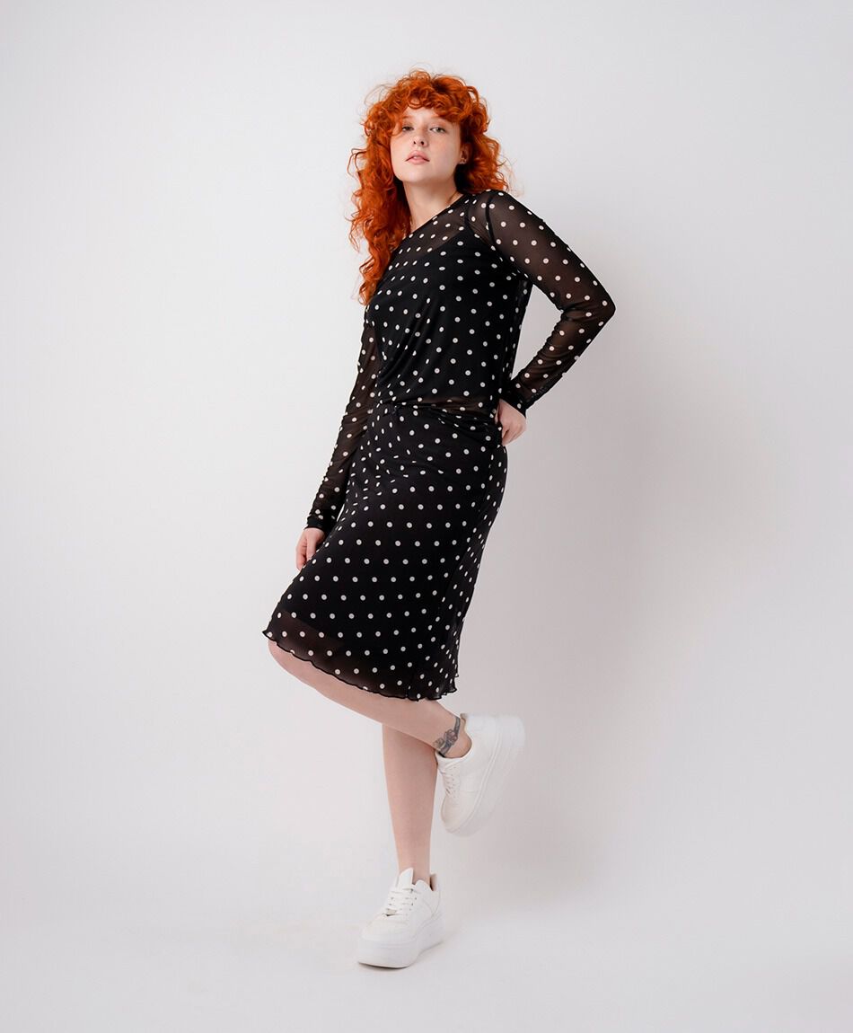 Pollera mujer mesh puntos