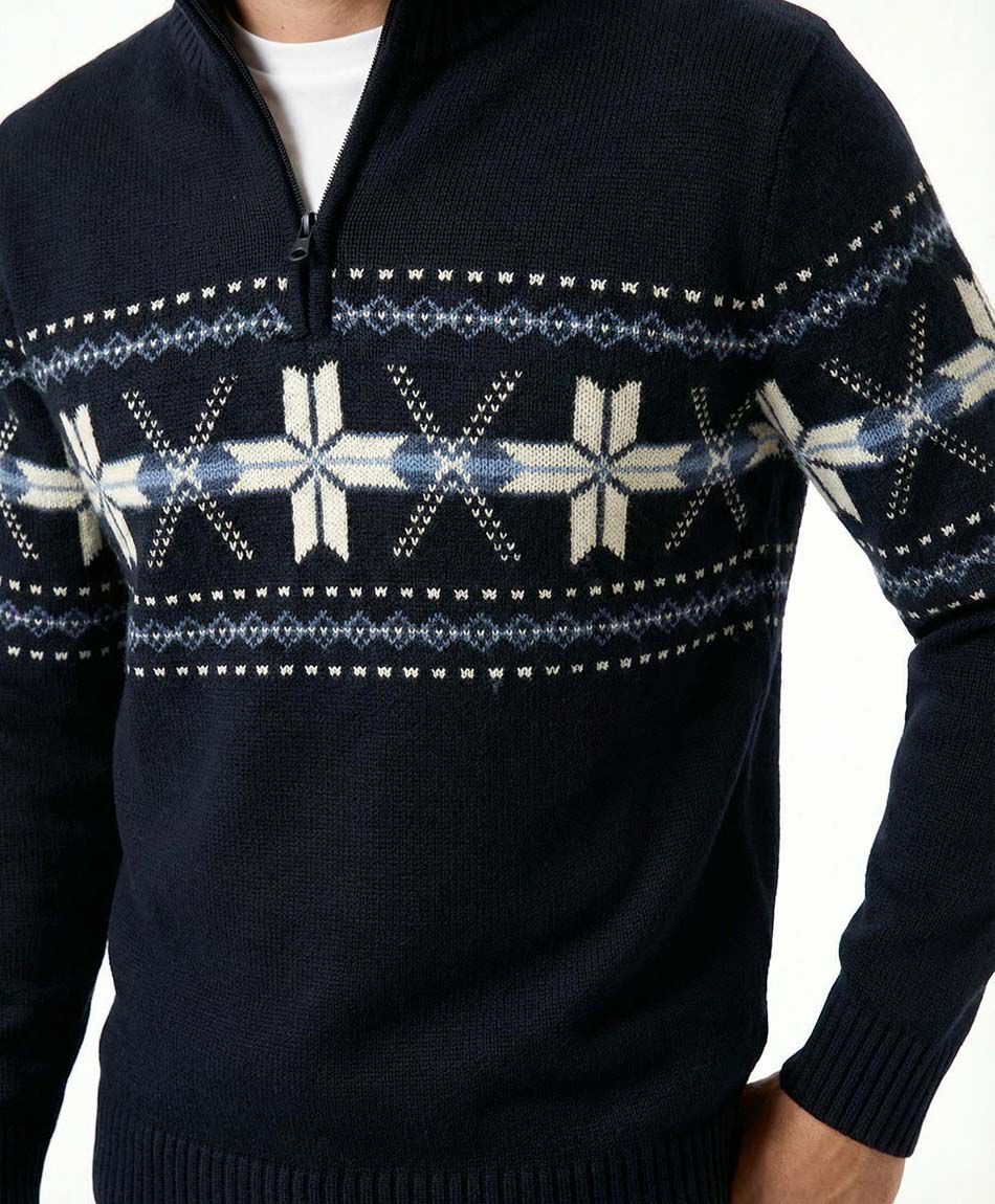 Sweater hombre cierre medio azul