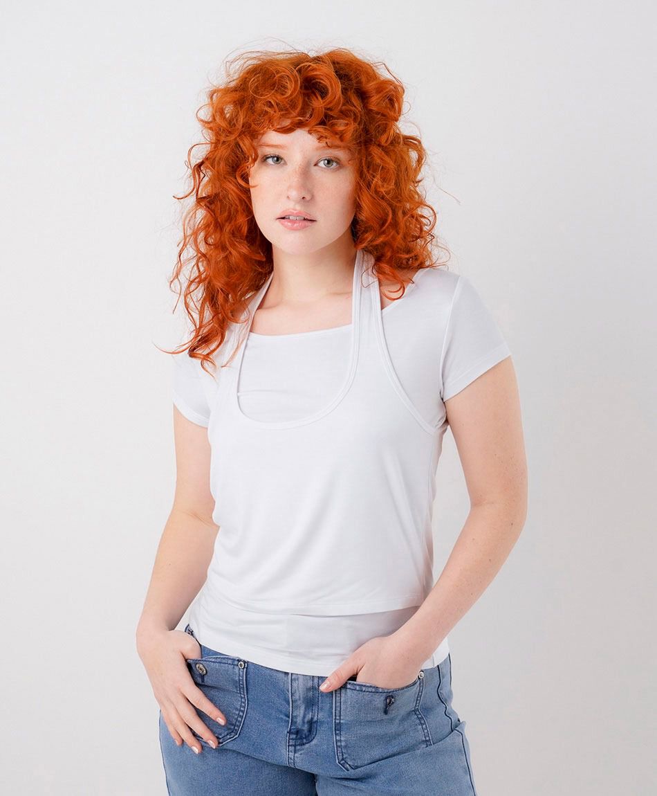 Remera mujer doble blanca