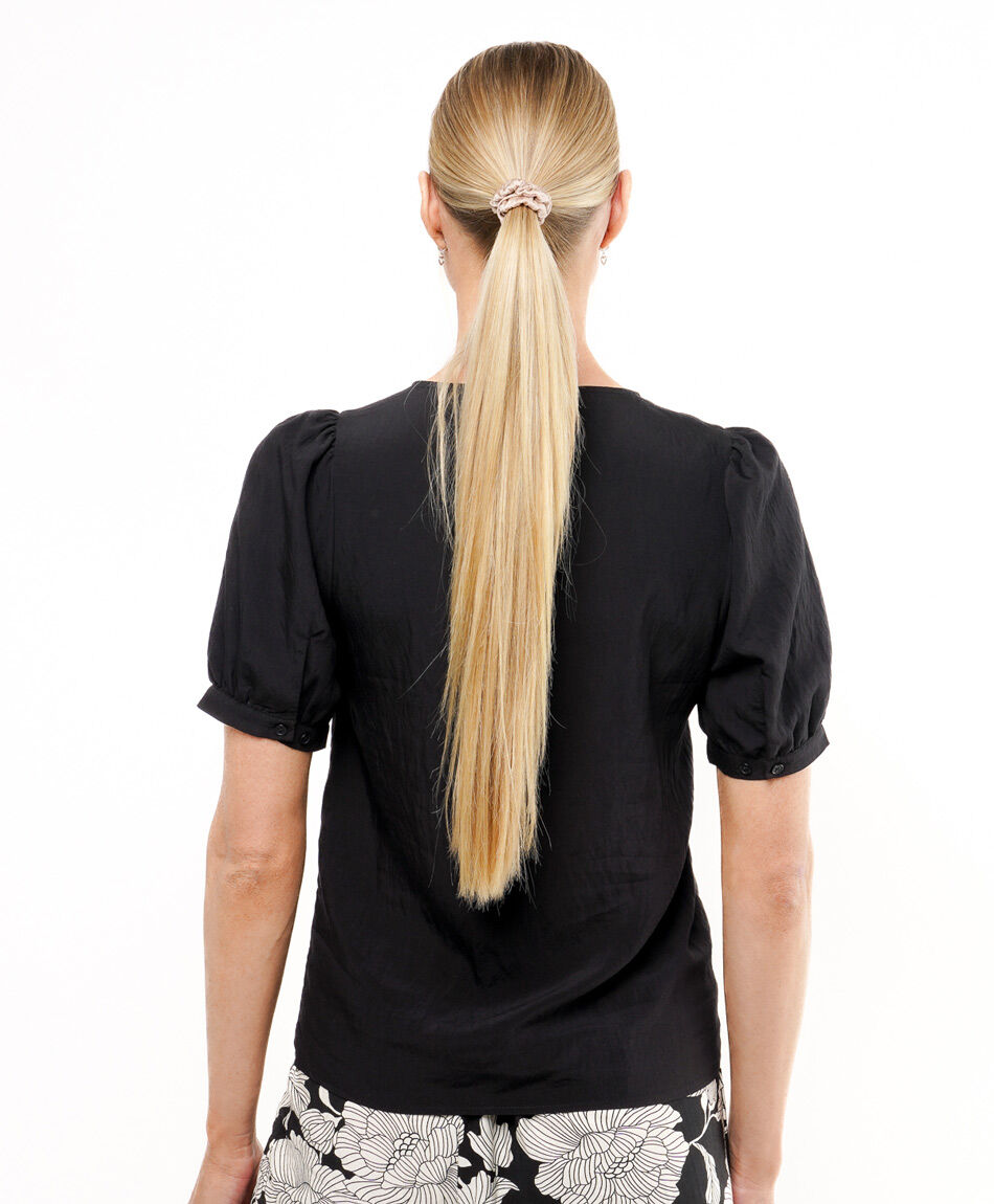 Camisa mujer manga globo negra