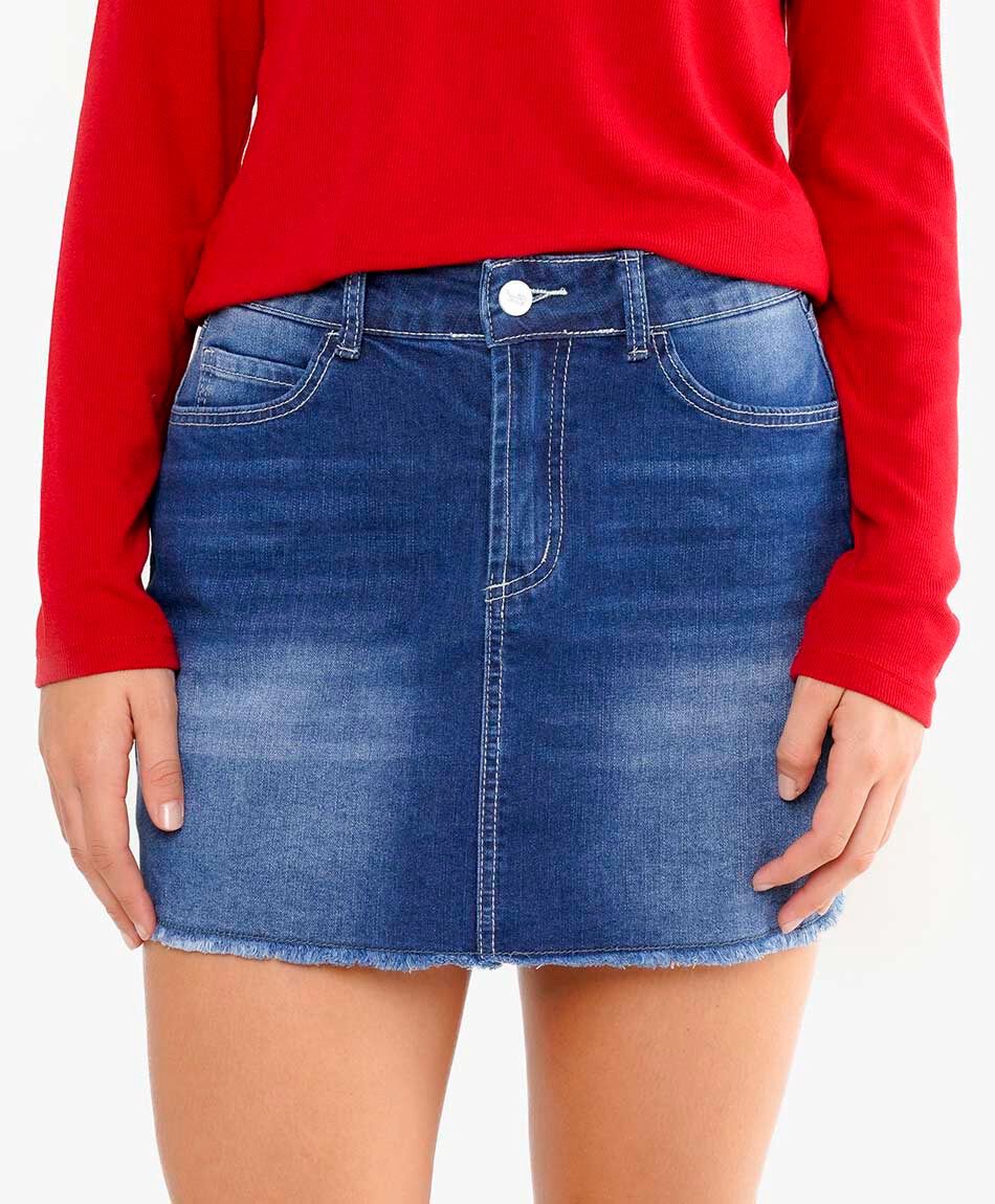 Mini pollera mujer denim tono azul