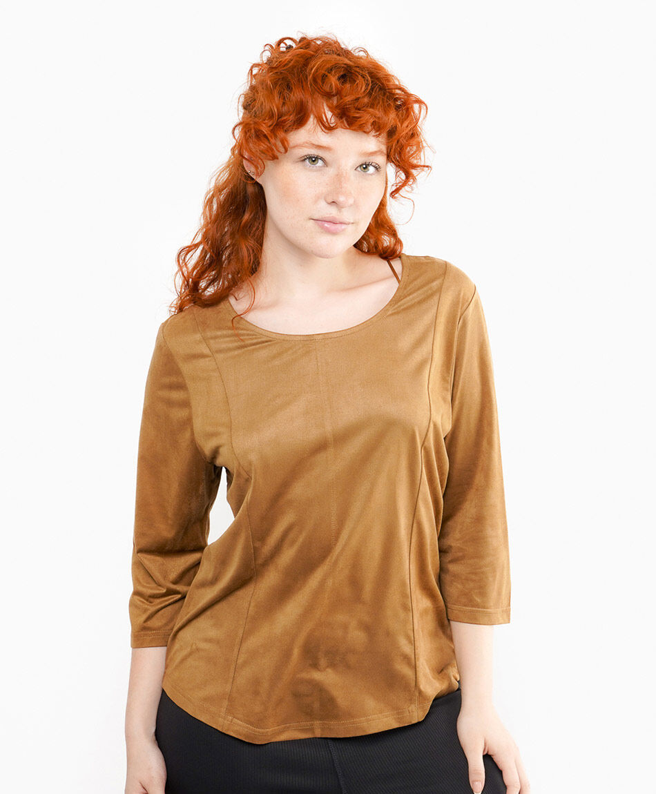 Remera mujer cuello redondo brown