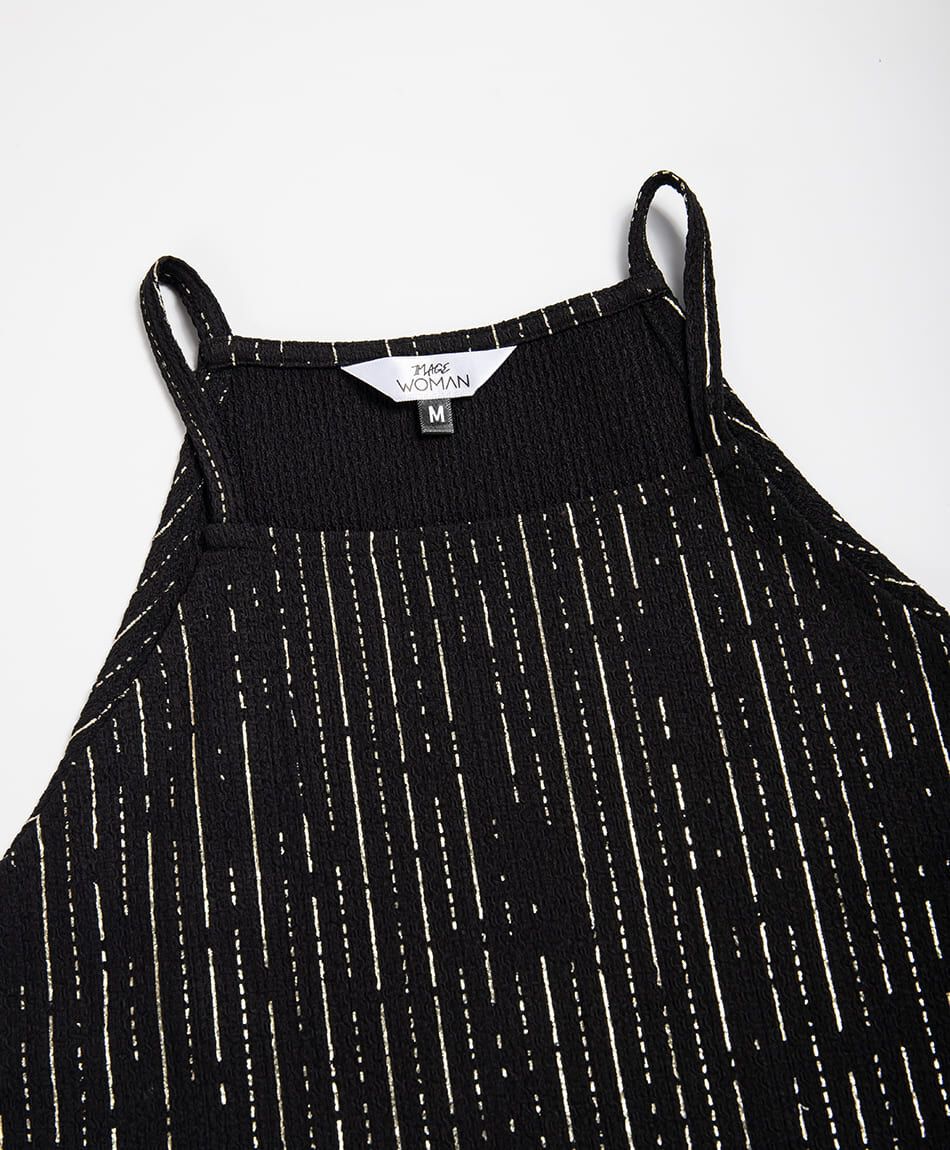 Remera mujer negra dorada