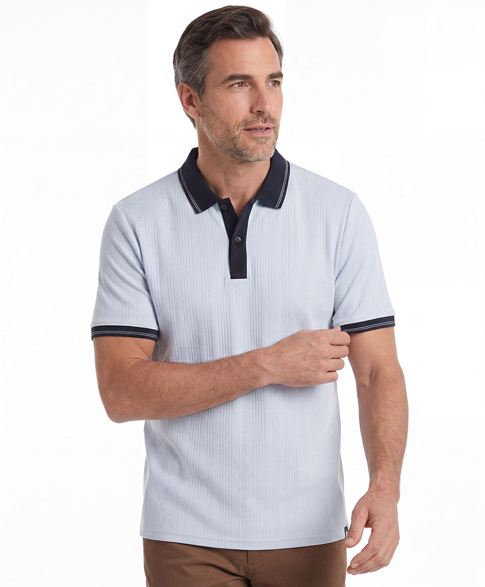 Remera hombre polo cuello azul