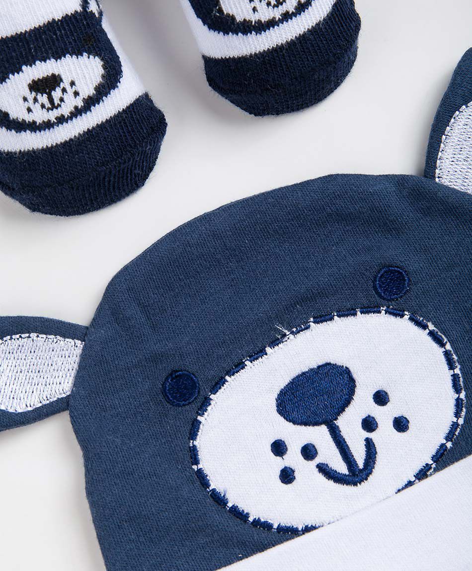 Set gorra  + medias beb&eacute; osito