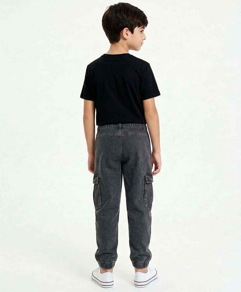 Pantal&oacute;n ni&ntilde;o cargo gris