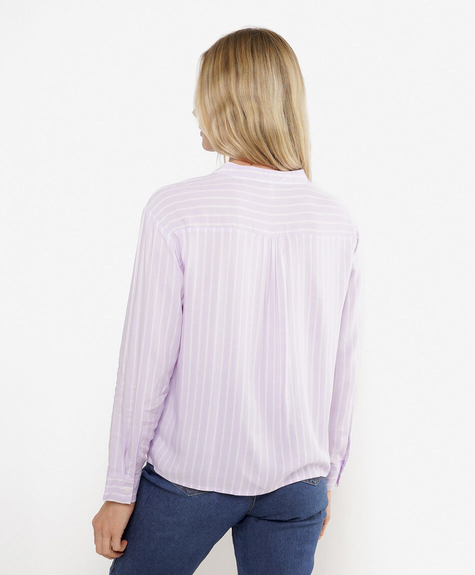 Camisa mujer l&iacute;neas cuello mao