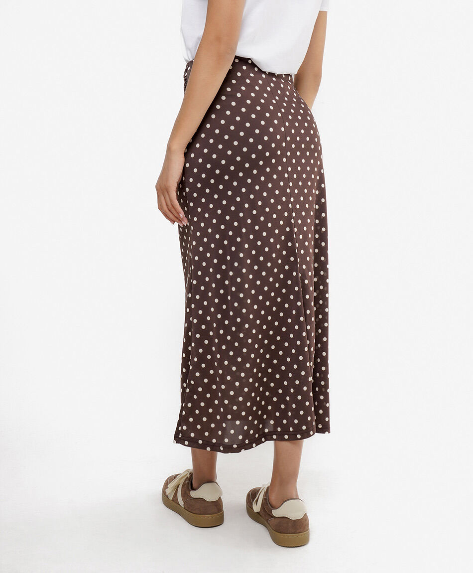 Pollera mujer dise&ntilde;o lunares brown