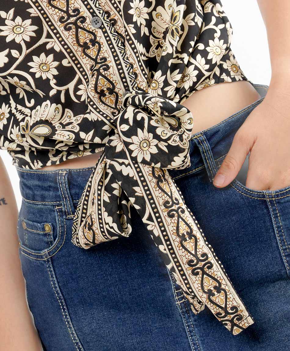 Camisa mujer print nudo