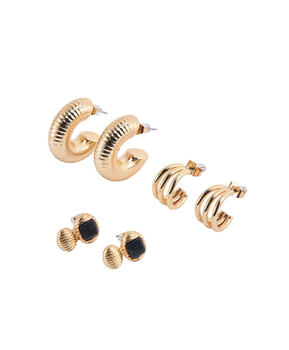 Set 3 aros mujer gold