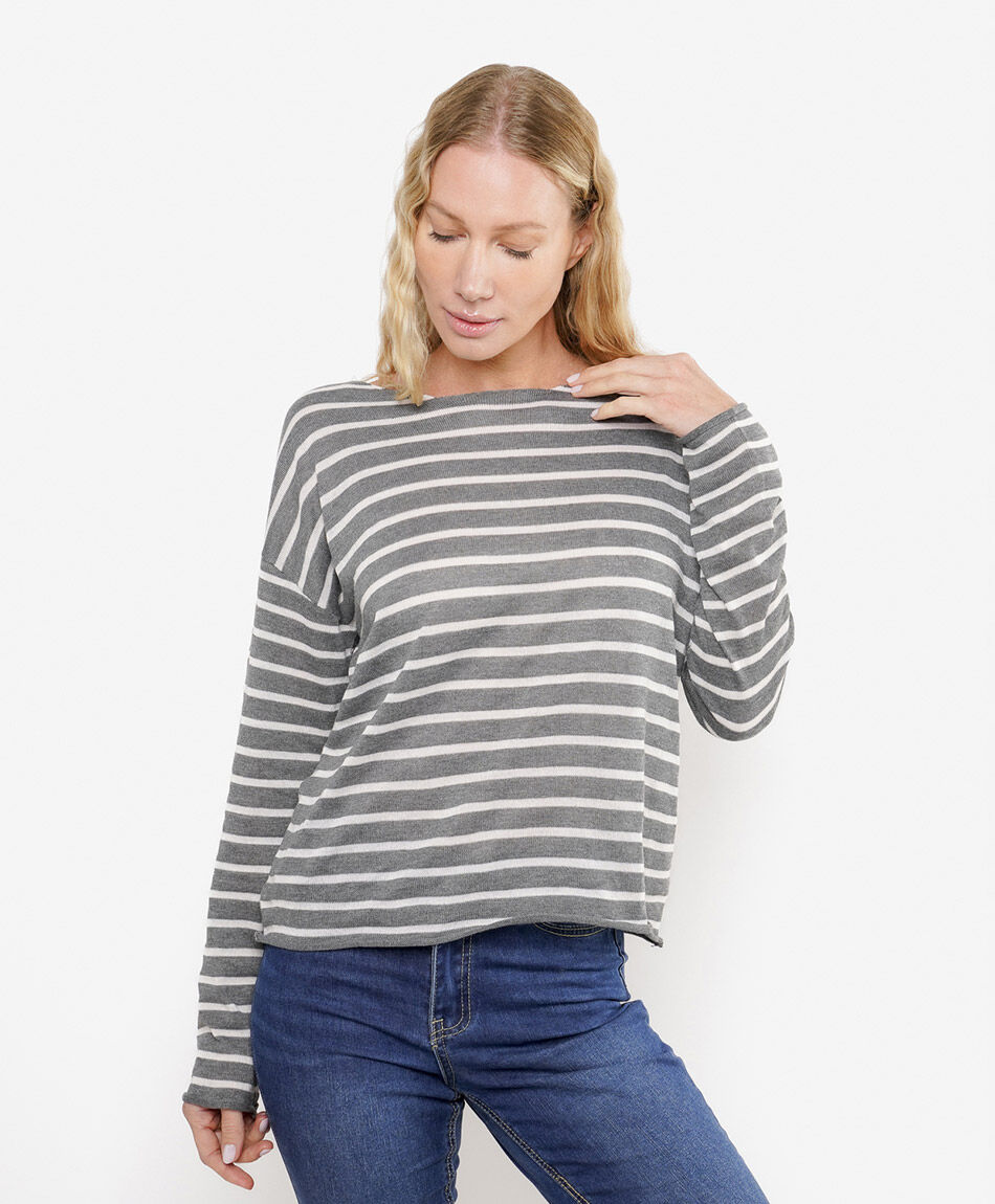 Remera mujer l&iacute;neas cuello amplio