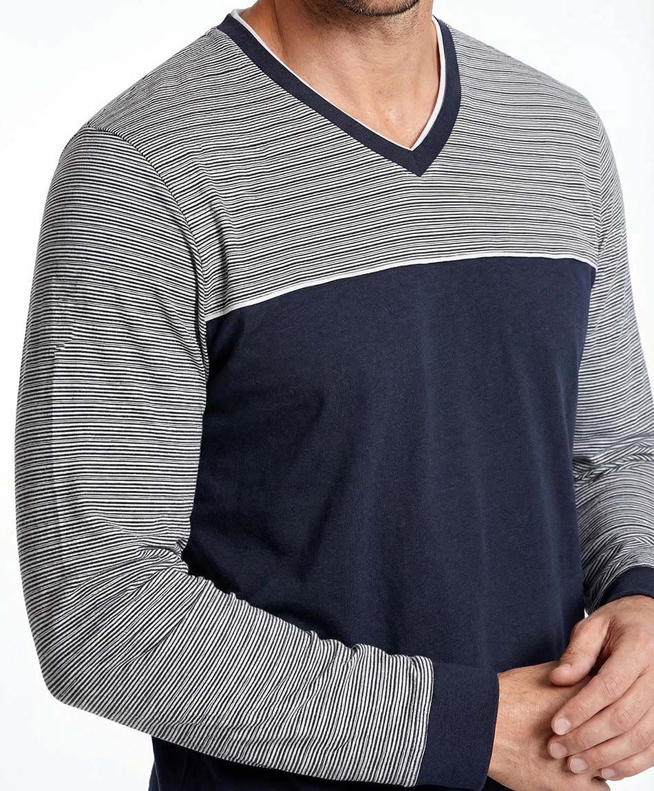 Pijama hombre cuello v descanso suave