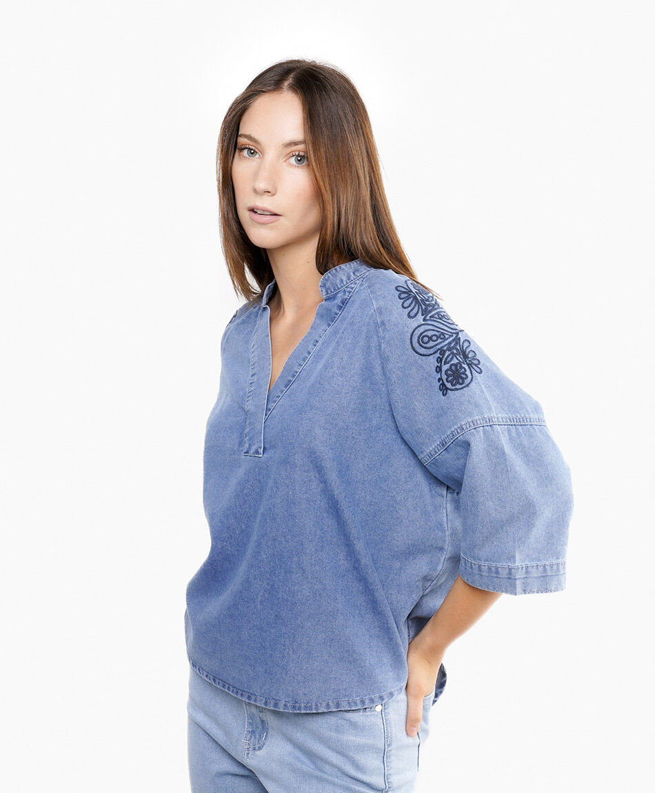 Camisa mujer denim azul