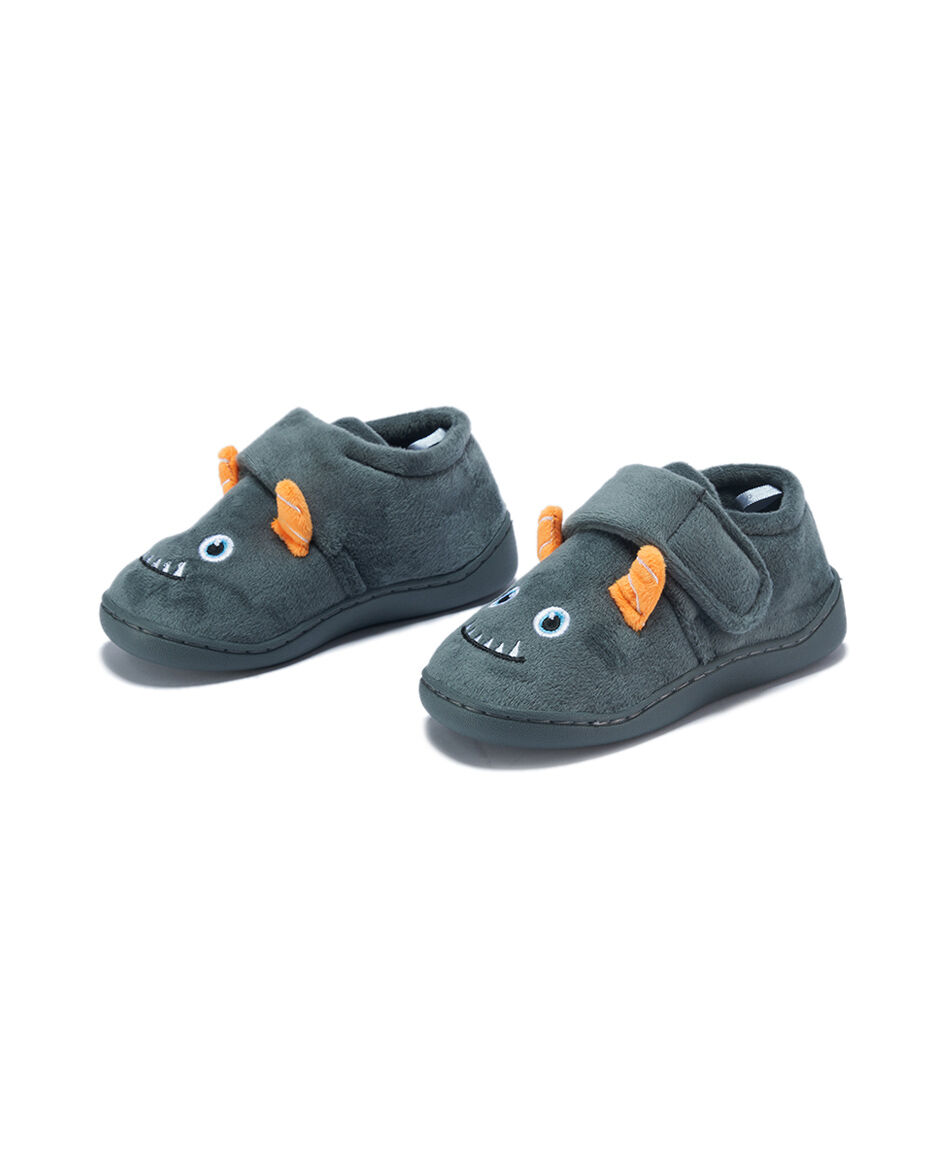 Pantufla ni&ntilde;o velcro monstruo
