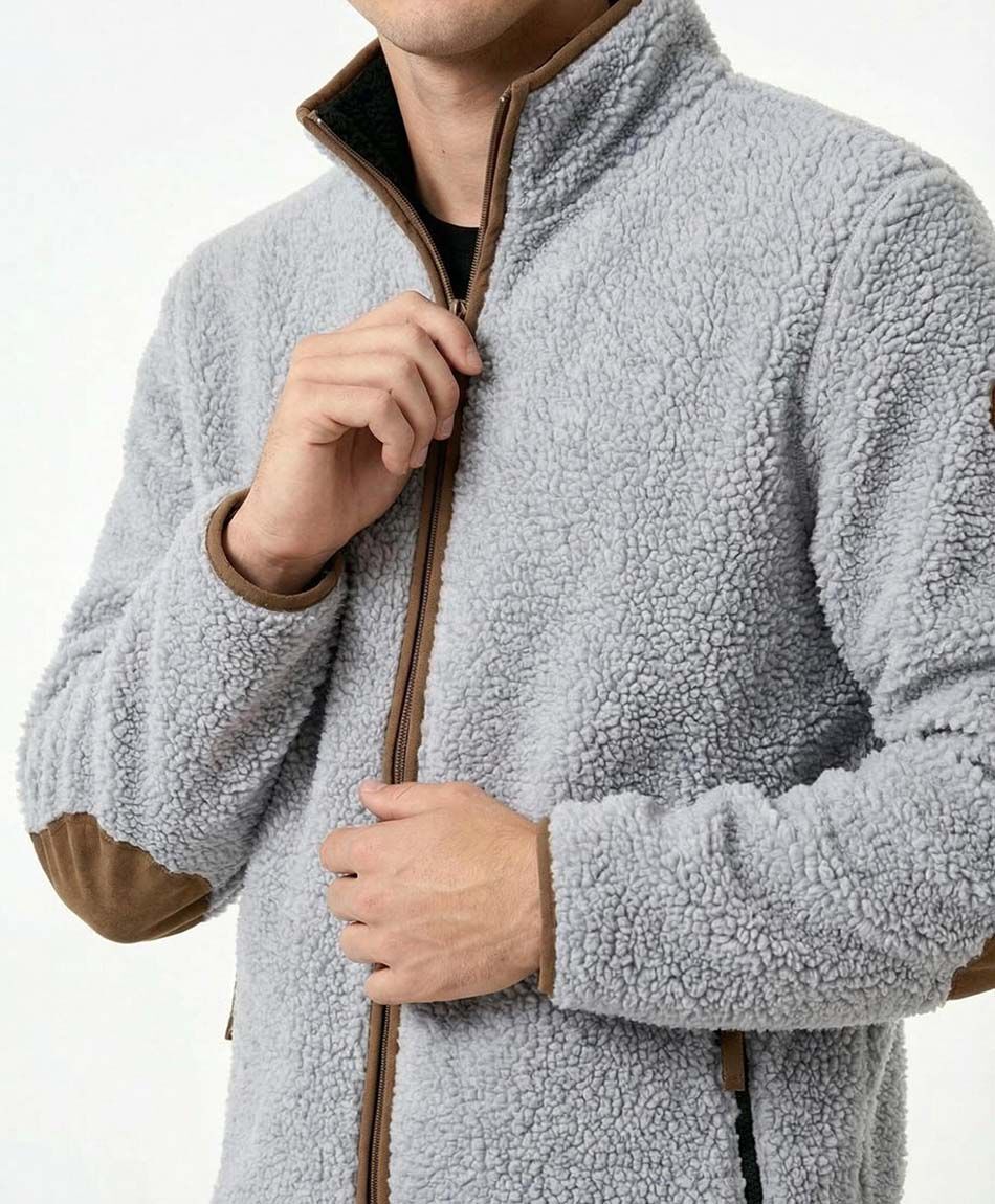 Chaqueta hombre polar sherpa gris