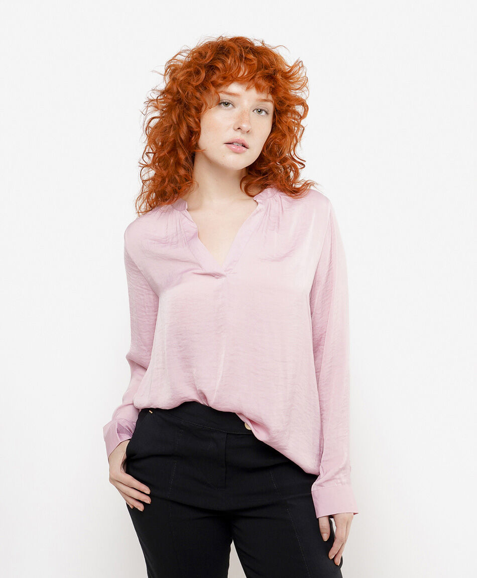 Camisa mujer satinada rosada