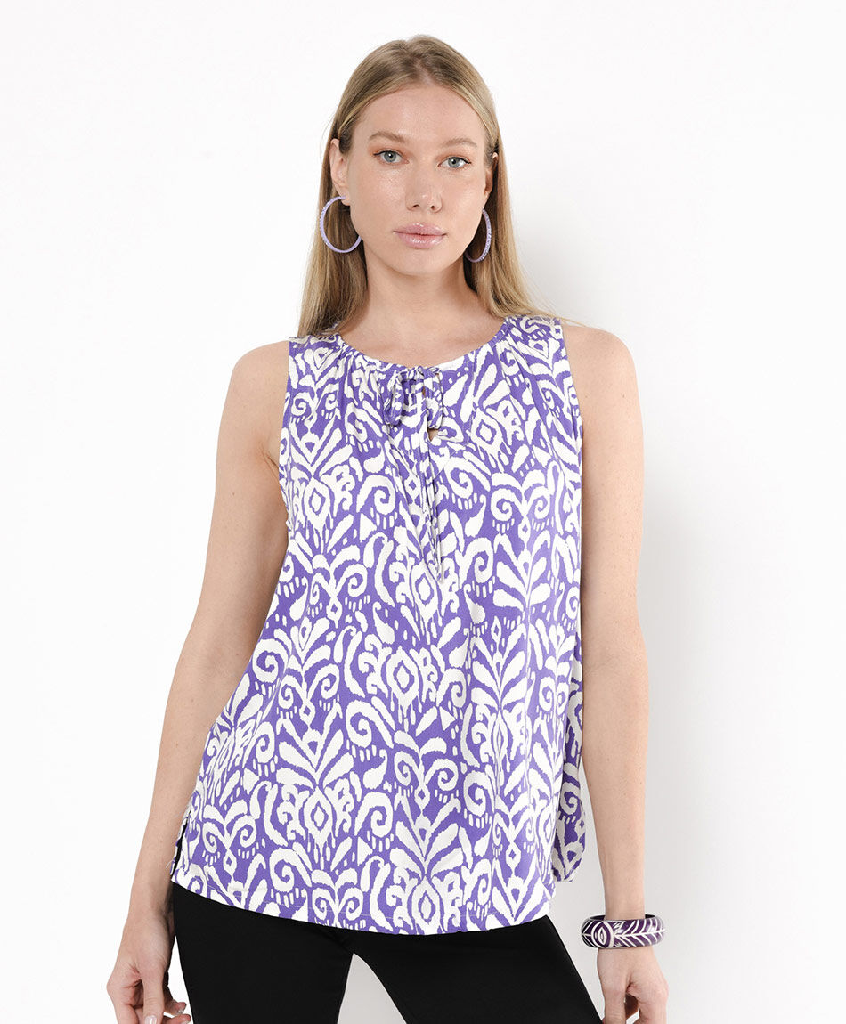 Blusa mujer estampada lazo frontal