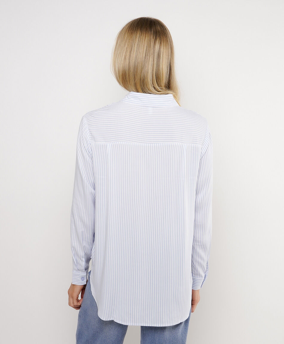 Camisa mujer l&iacute;neas azul
