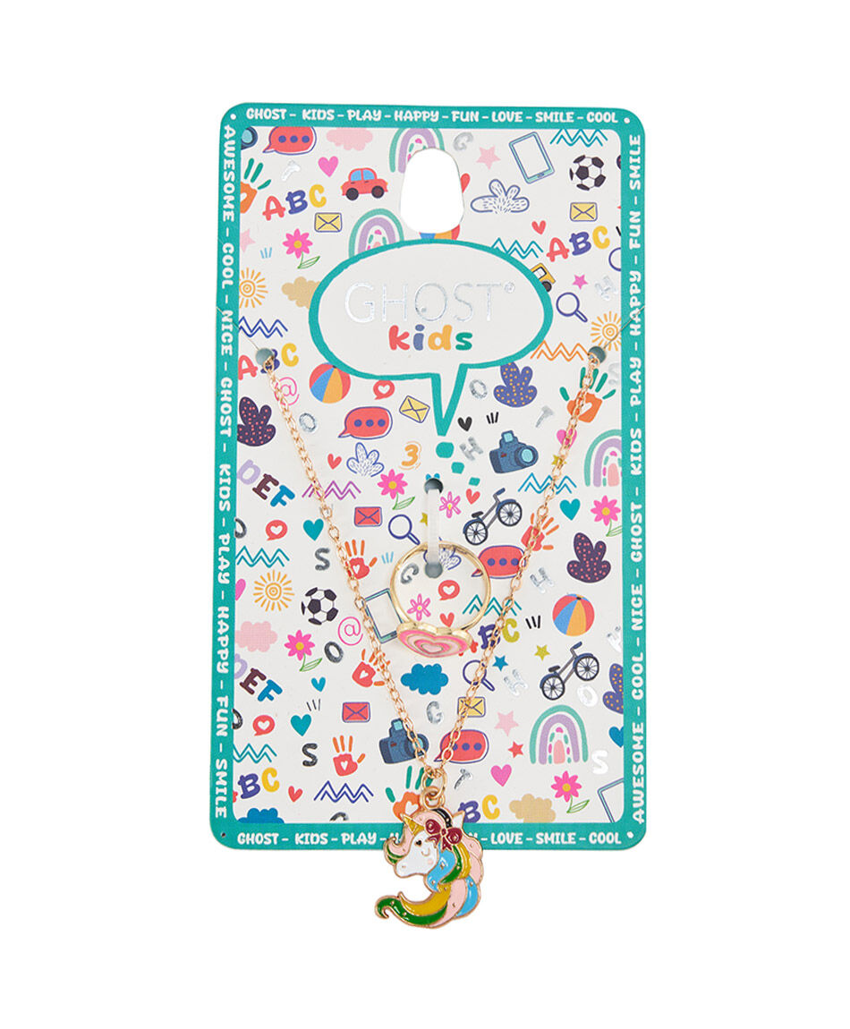 Set collar + anillo infantil unicornio
