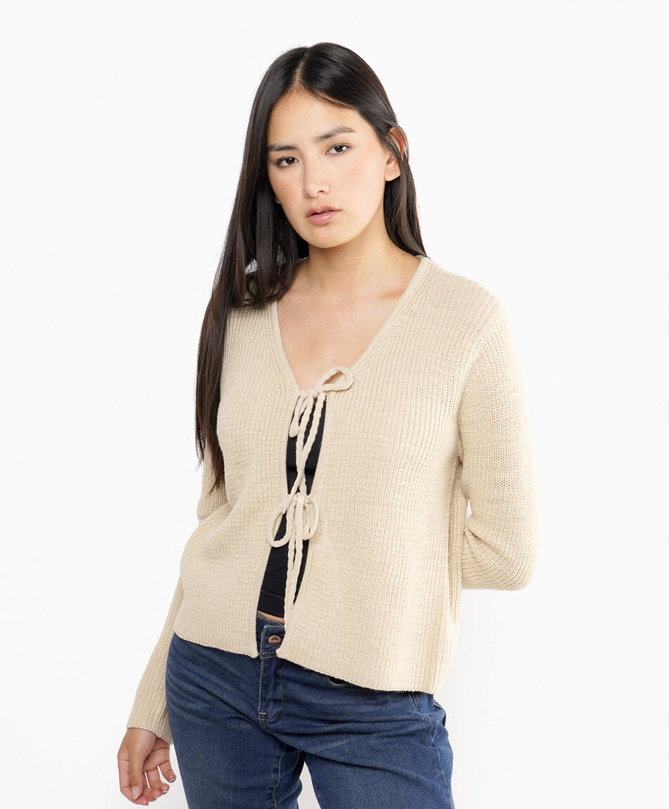 Cardigan mujer amarras beige