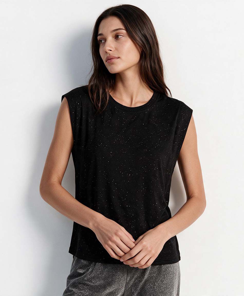 Remera mujer puntos plata