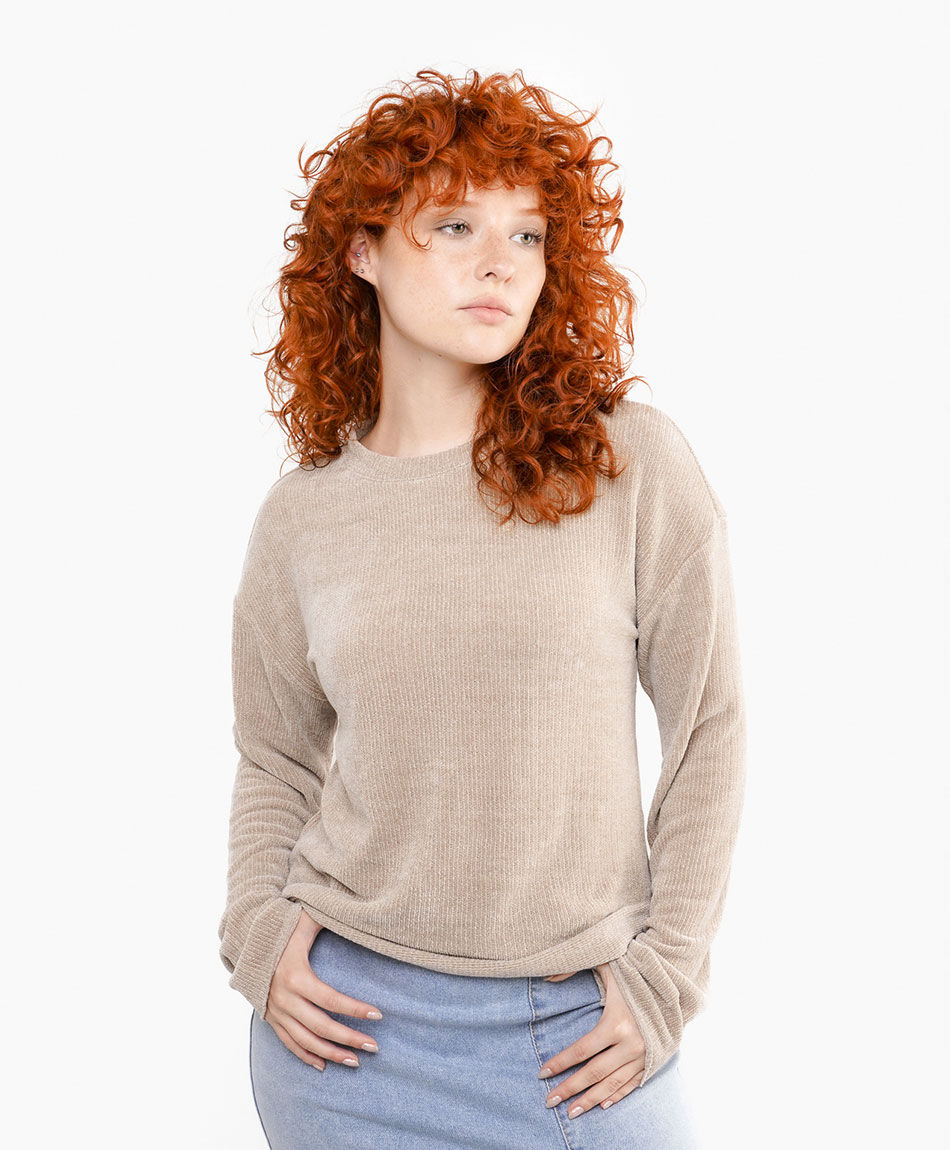 Sweater mujer chenille beige