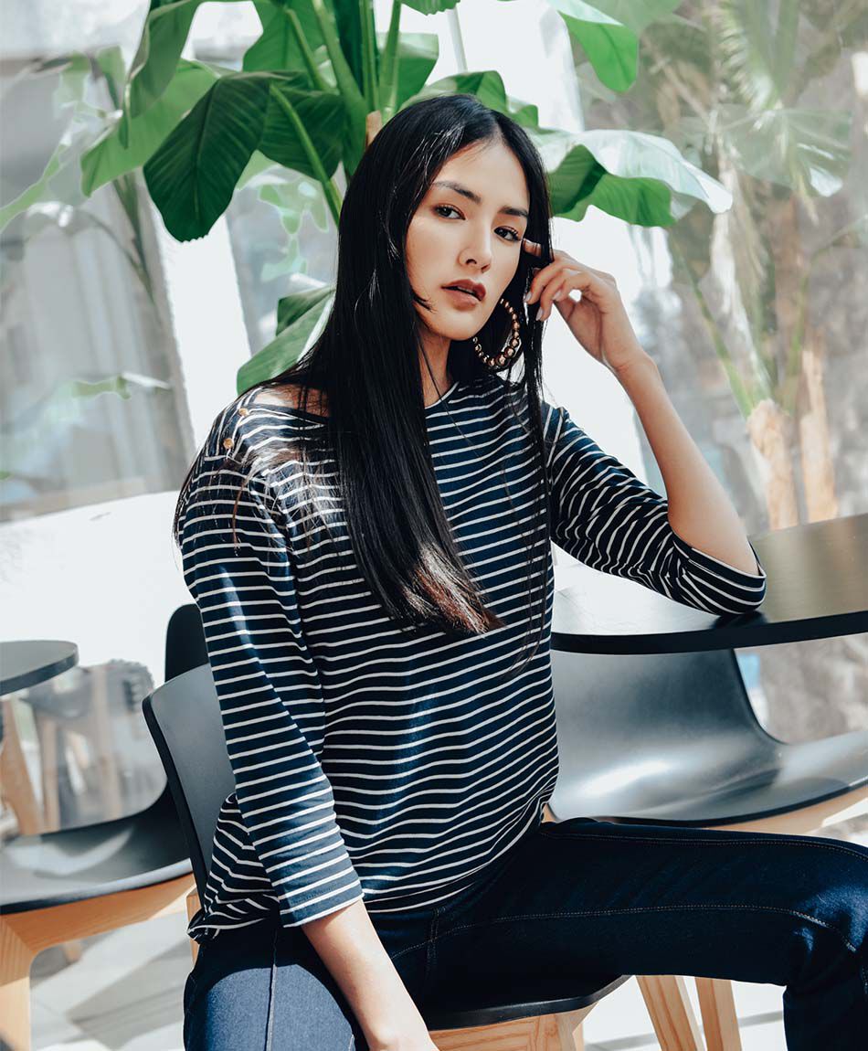 Remera mujer rayas media manga