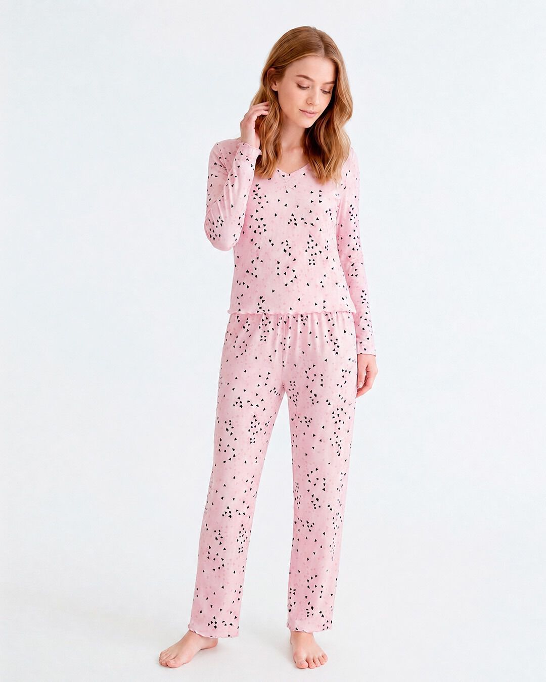 Pijama mujer corazones acanalado